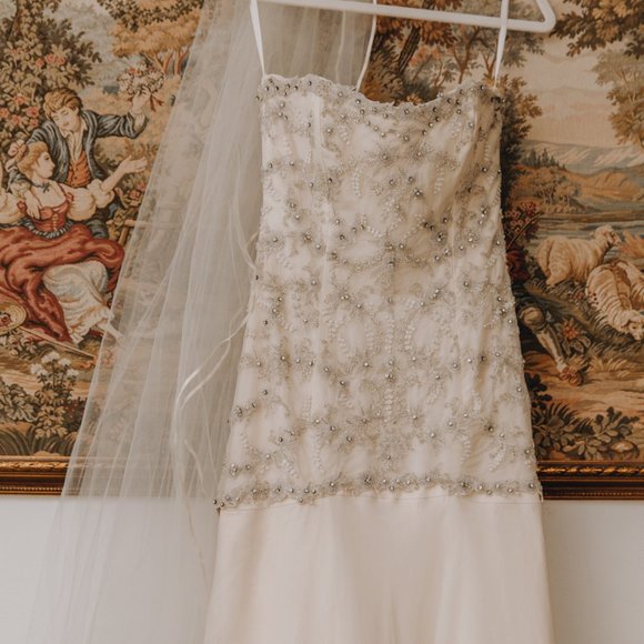 Vintage Jim Hjelm Beaded Wedding Gown - Picture 13 of 16